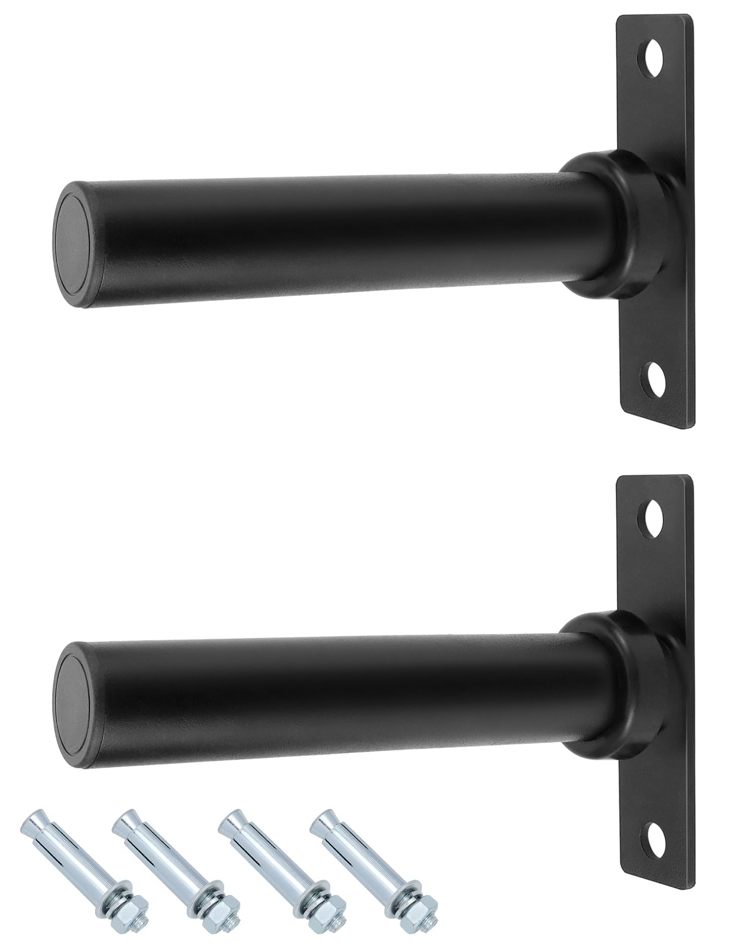 QWORK® Wandmontage Hantelscheiben Halterung 28cm x Ø4,8cm, Robuste Stahlkonstruktion Olympische Hantelscheiben-Halterung mit Montageankerbolzen, Kapazität Max. 220 kg