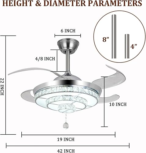 Miniatura 2 de MORE CHANGE Lámpara de techo moderna de 42 pulgadas, ventilador de techo retráctil con luces, 3 ventiladores de araña que cambian de color para sala