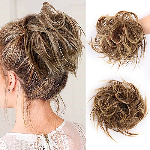 Gx Beauty Tousled Updo Messy Bun Hair Piece With Elastic Rubber Band Extensions Hairpiece Synthetic Hair Extensions Scrunchies Updo Hairpiece for Women Daily Use (86T10#)