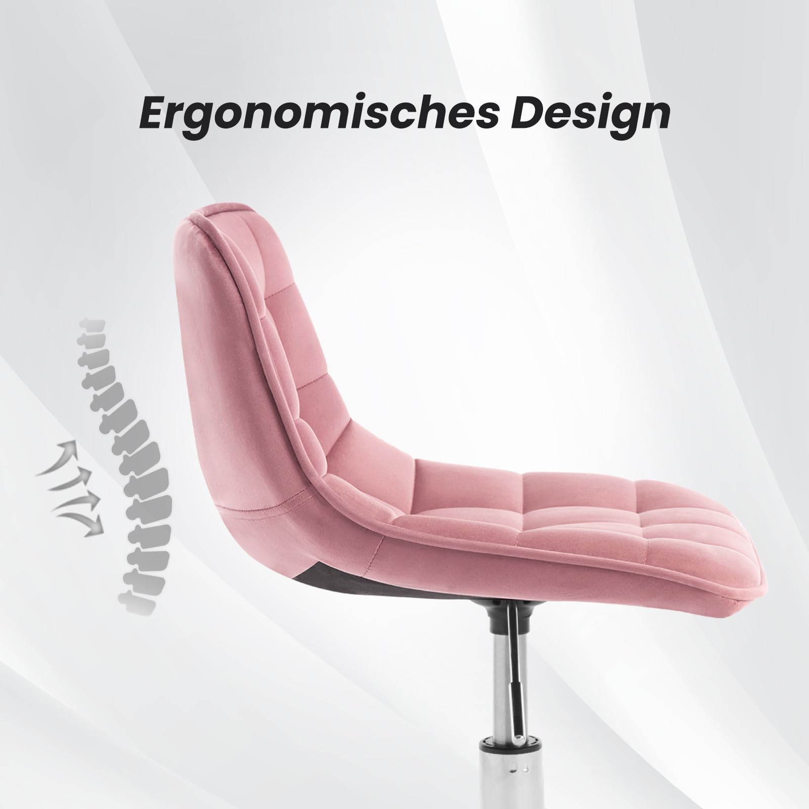 WOLTU Schreibtischstuhl Kinder, Schminkstuhl, Drehstuhl Samt, Rosa