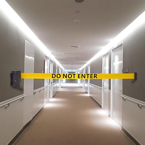 Miniatura 2 de Landical 2 correas de barrera retráctiles de montaje en pared fijo para no entrar, correa de seguridad con sistema de frenado, botón de bloqueo para