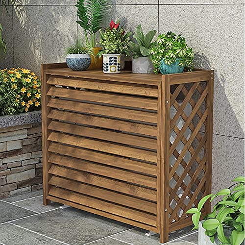 Cubierta de madera para aire acondicionado externo con rejilla de ventilación exterior
