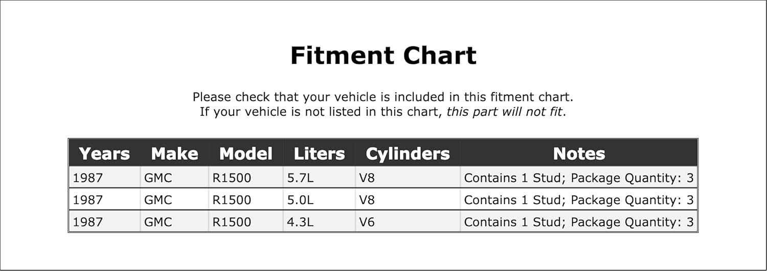 Front OR Front Right Exhaust Manifold Bolt and Spring Compatible With GMC R1500 1987 P-3309264