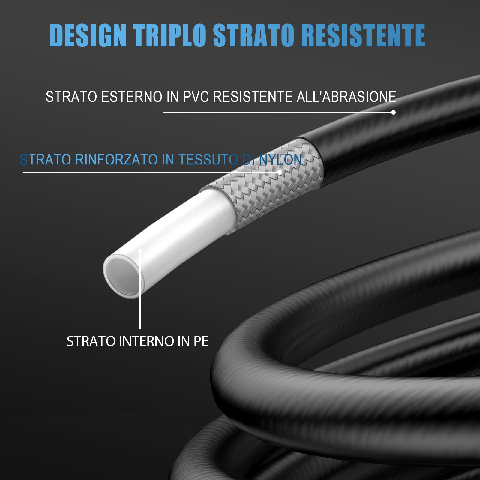25M Sonda Sturatubi per Idropulitrice Karcher K2-K7, HD, HDS, Lavor, Bosch | 180Bar, 2 Ugelli: Fisso e Rotante, 3 Adattatori in Rame Resistenti all'Usura, per Karcher K2/K3/K4/K5/K6/K7 HD HDS e Parkside