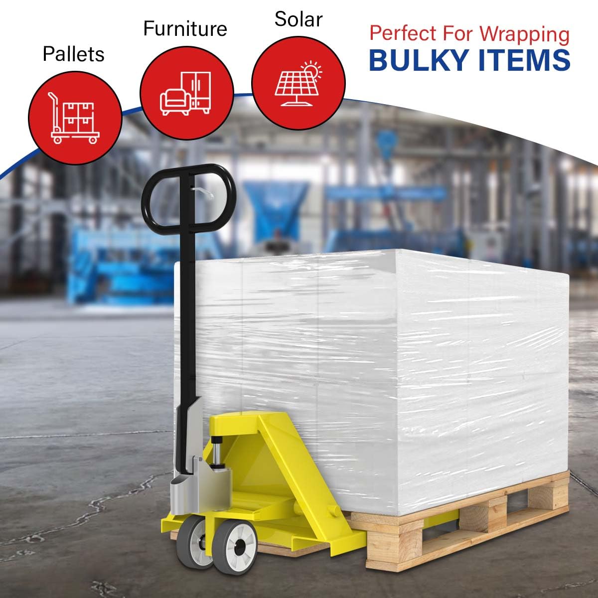 Lot de 2 rouleaux de film transparent solide et durable pour palette 400 mm x 150 m x 20 mu | Film rétractable extensible indéchirable | Résistant à l'eau et à l'humidité | Haute qualité et