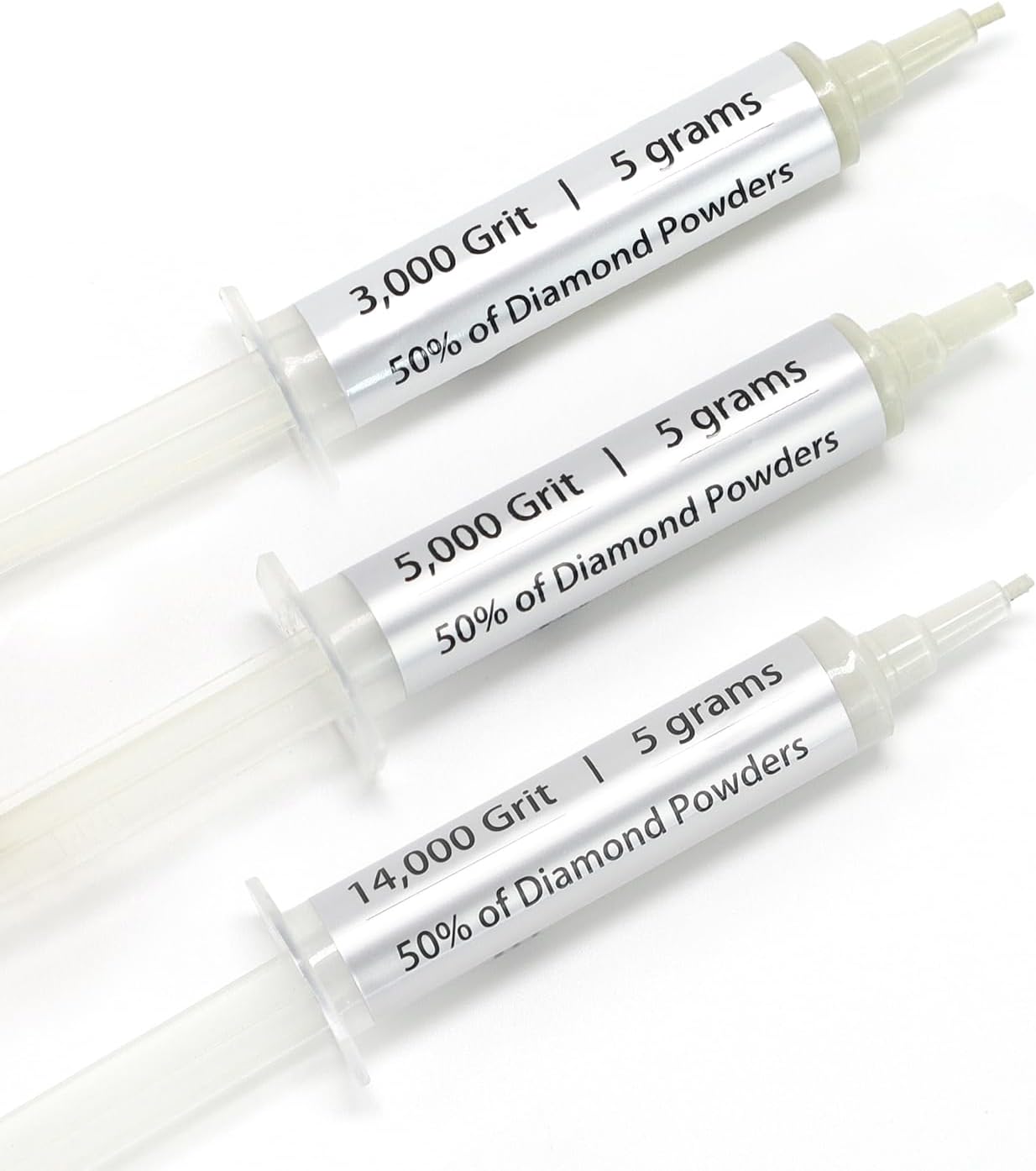SCOTTCHEN 3Pcs Diamond Polishing Paste, 3,000/5,000/1,4000 Grit, 3-6/2-3/0-1 Microns Lapping Compound with 50% Concentration of Diamond Powders for Jewelry, Metal, Ring, Glass, Coin, 5 Gram Each