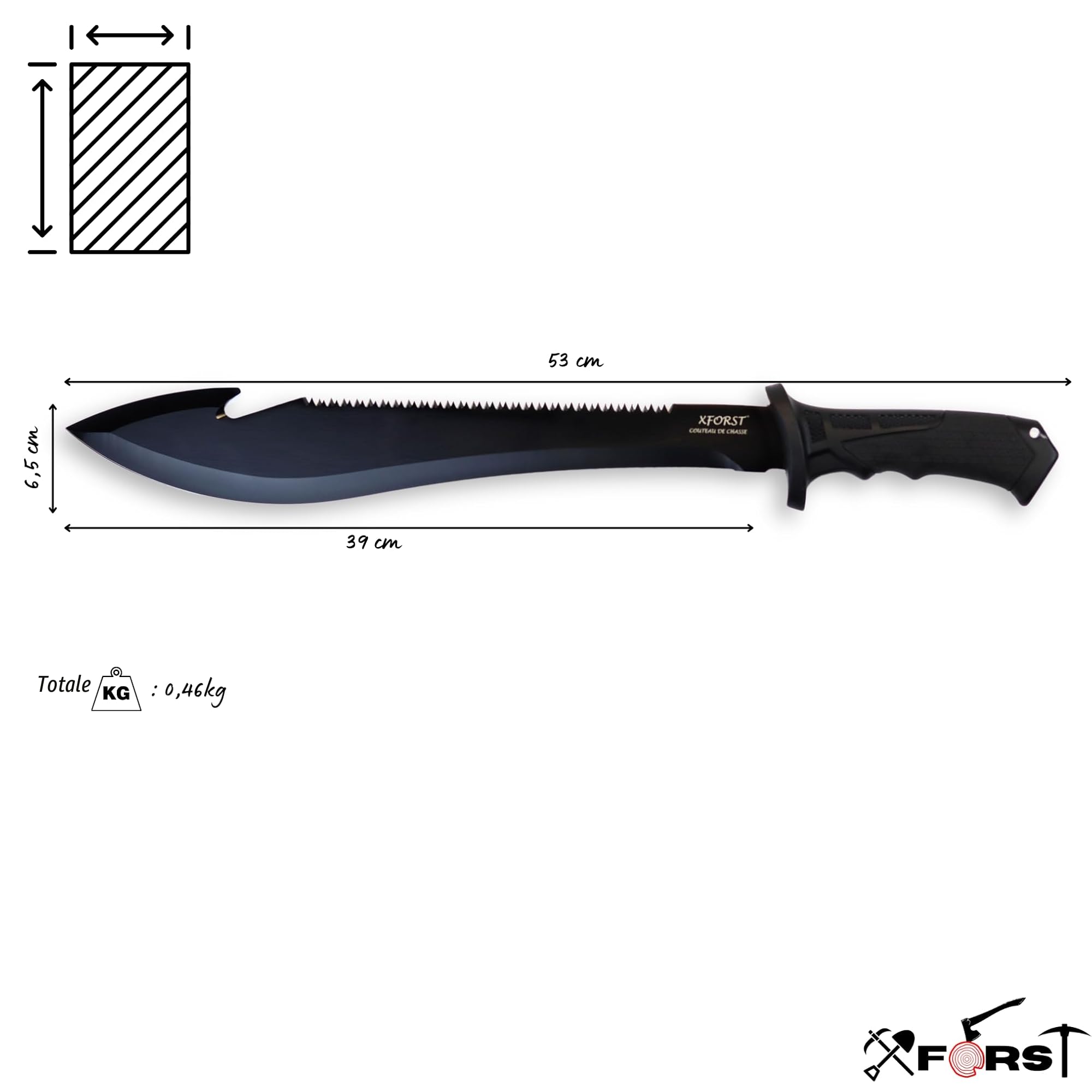 Xforst Coltello – grande coltello da caccia di alta qualità per esterni, manico in TPE e fodero in tessuto Oxford