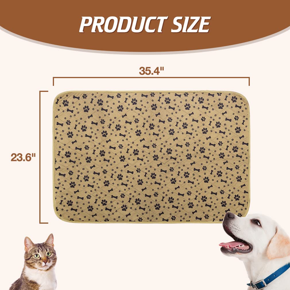 BINGPET Tappetino impermeabile per cibo per cani, antiscivolo, confezione da 2 tappetini assorbenti per animali domestici, lavabili per cuccioli, gatti, motivo ossa e zampe, 89,9 x 60 cm