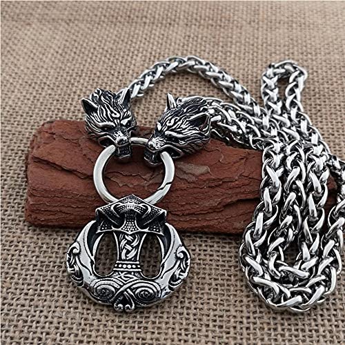 Collier Viking marteau de Thor en acier inoxydable forgé à la main 70cm