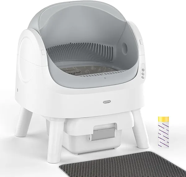 Self Cleaning Cat Litter Box, Automatic Cat Litter Box for Multiple Cats, Integrated Safety Protection with Open-Top Design