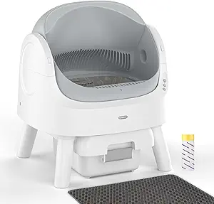 Self Cleaning Cat Litter Box, Automatic Litter Box for Multiple Cats, Integrated Safety Protection with Open-Top Design