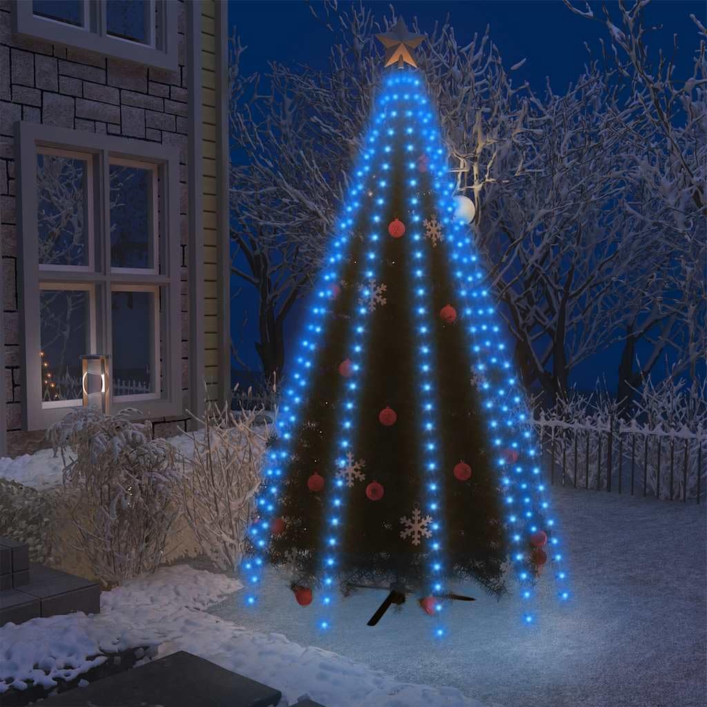 Siatka świetlna na choinkę z 300 diodami LED, niebieska, 300 cm, PCW, łańcuch świetlny do użytku wewnątrz i na zewnątrz, wodoszczelna, zasilanie USB, dekoracja do ogrodu, na balkon, do pokoju