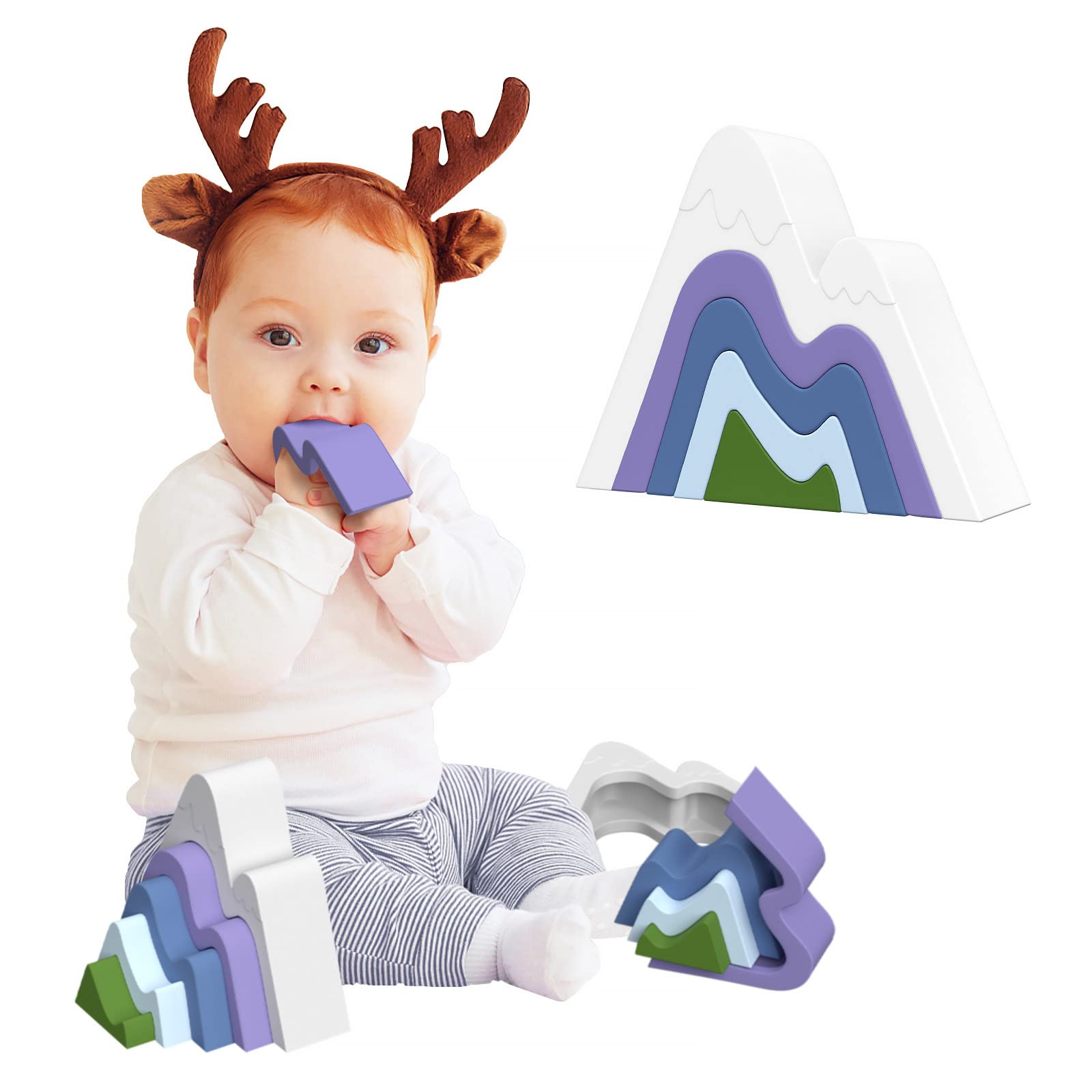 MCGMITT Silicone Stacking Toys, Baby Teether Toys, Baby Stacking Toy  Building Blocks, Open-Ended Montessori Nesting, Soft Blocks Teether Gifts  for ...