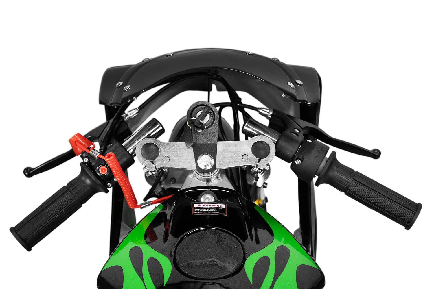 Minimoto 49cc Motore a Scoppio PS 77 con Fiamme per Bambini (Nero fiamme Verdi), 105x30x56
