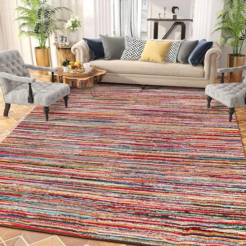 Tapete decorativo Boho 8x10 multicolor tejido de algodón