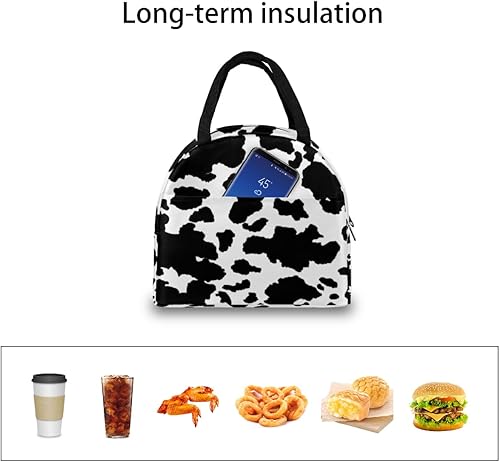 Miniatura 6 de Bolsa de almuerzo geométrica de piel de animal con estampado de vaca, hielera térmica de hielo portátil con cremallera para hombres, mujeres, niños