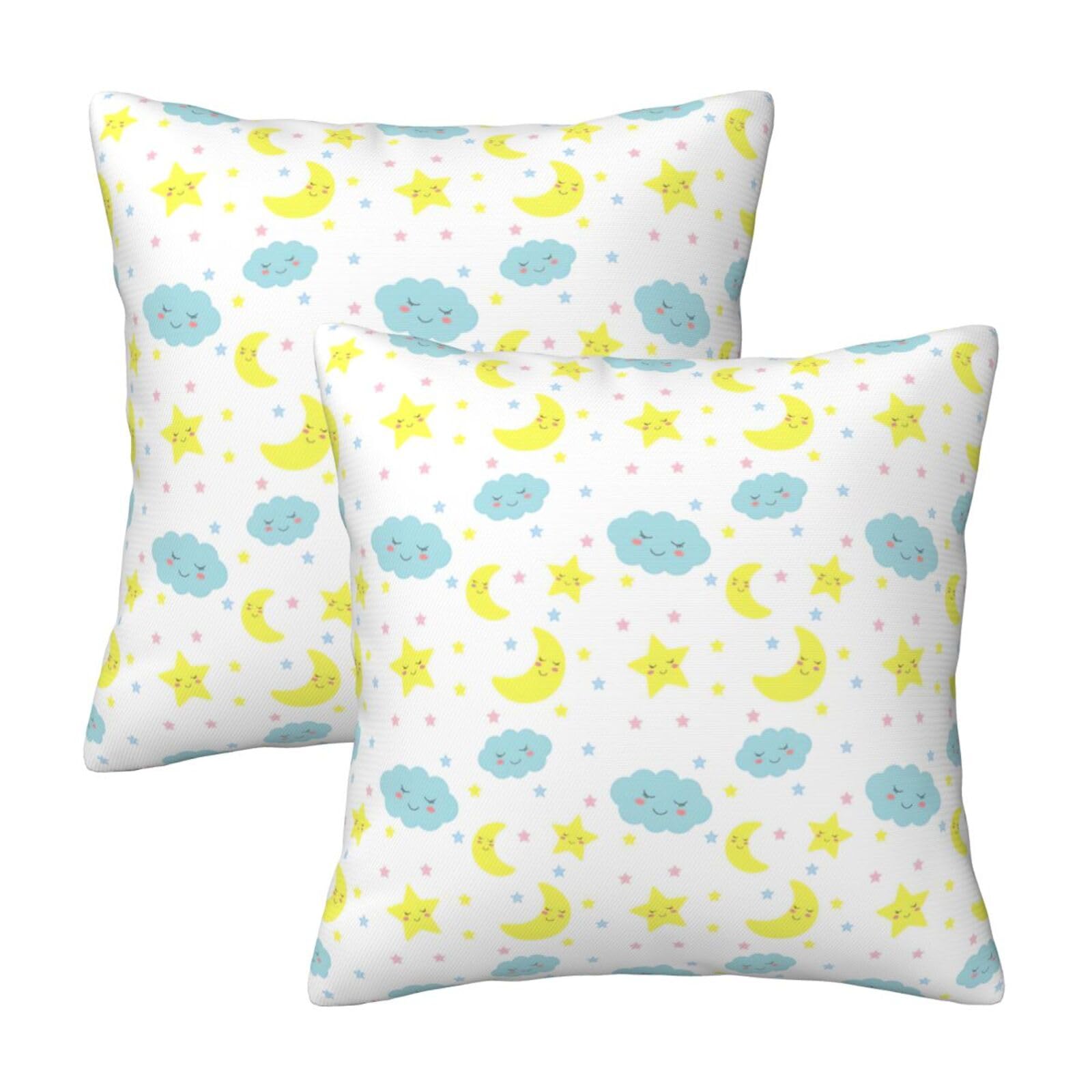 Housse de coussin étoiles et lune au design poétique pour décoration de lit et salon