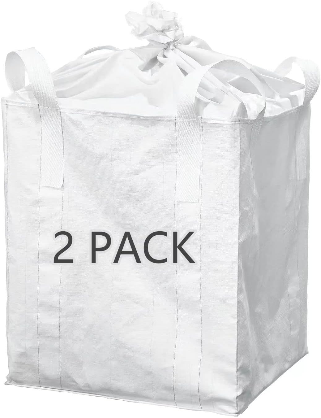 FIBC Bulk Bag, 35"x35"x43", 2200lbs SWL, Duffle Top Flat Bottom, 4-Loop Polypropylene Woven Big Bag for Industrial Storage & Transportation