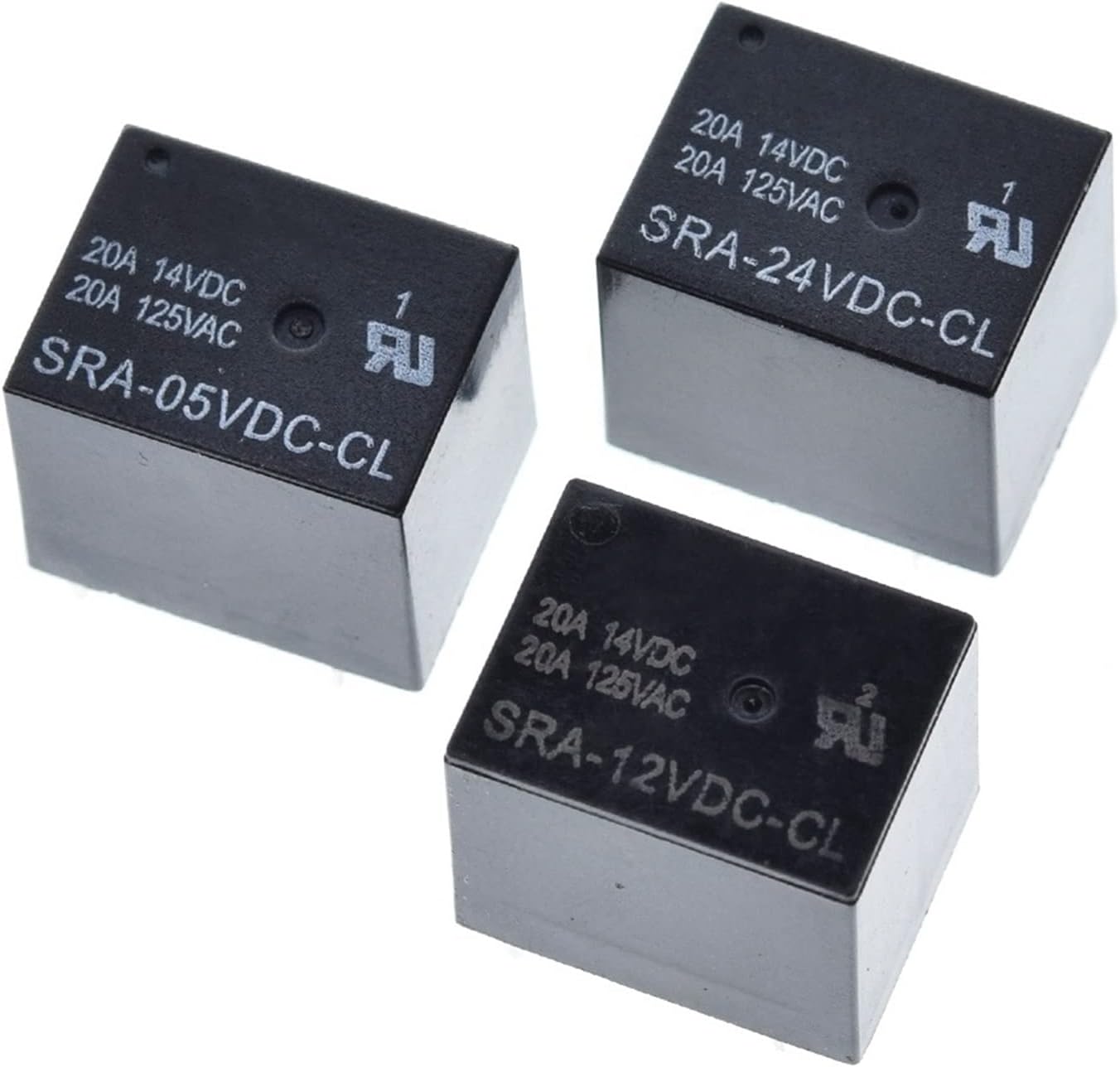 10Pcs 5V 12V 24V 20A DC Power Relay SRA-05VDC-CL SRA-12VDC-CL SRA-24VDC-CL 5Pin PCB Type in Stock Black Automobile(SRA-12VDC-CL Black)