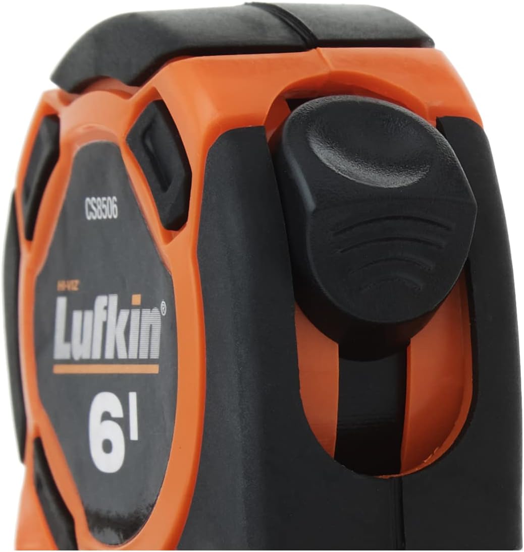 Crescent Lufkin 1/2" x 6' Mini Hi-Viz® Orange Yellow Clad Keychain Tape Measure - Counter Display - CS8506 , Black