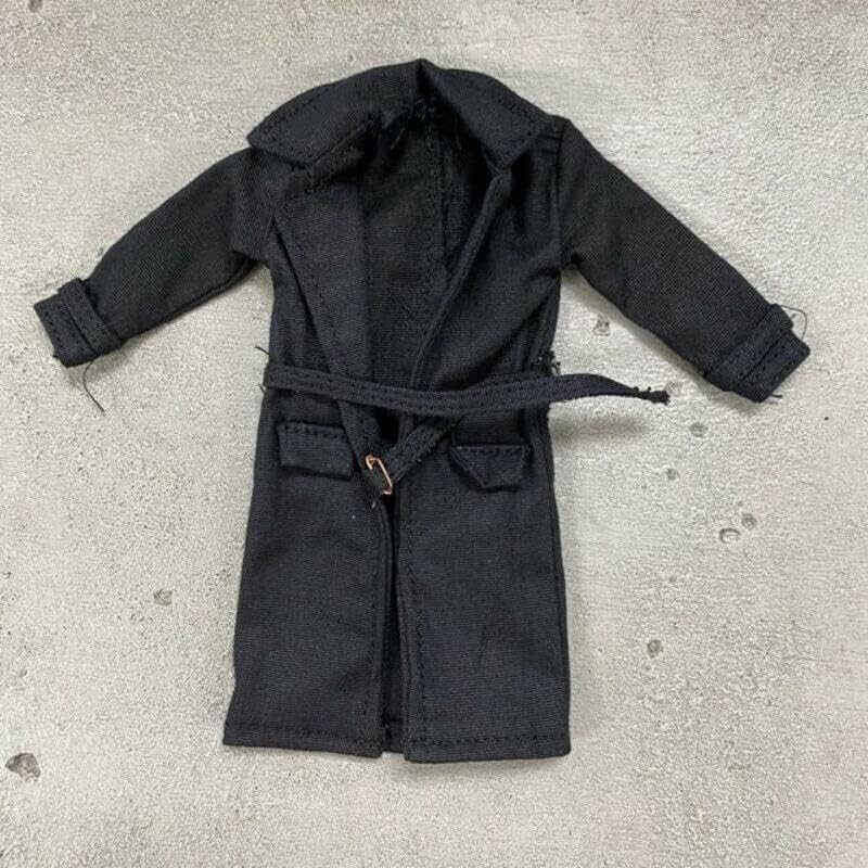 1/12 Scale Black Fabric Wired Trench Coat Model for 6" (No Figure) - 1pc Coat, Size: 11cm L x 5.5cm W 5cm S.L 3cm S.W, Black, Female, Teen & Adult4