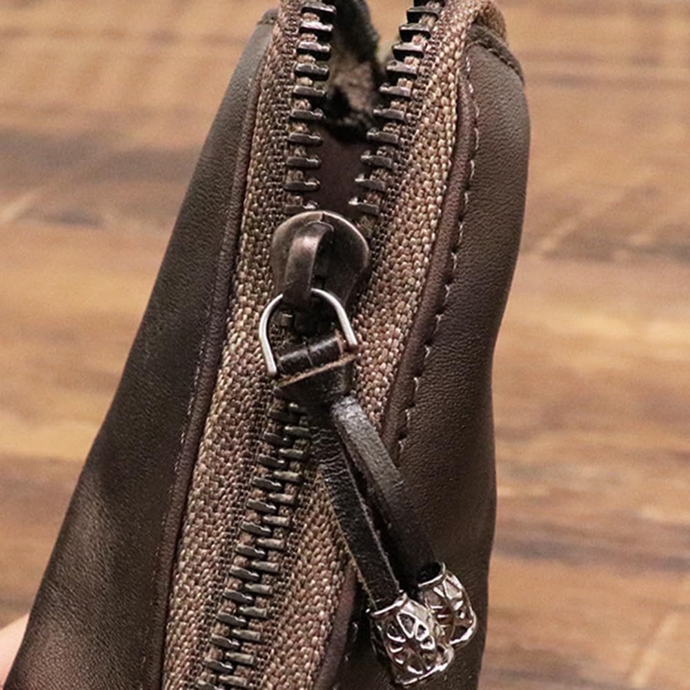 Pochette Porte-clés,Pochette en Cuir a Fermeture Éclair pour Pièces de Monnaie,Activités de Plein Air,Voyages et Affaires