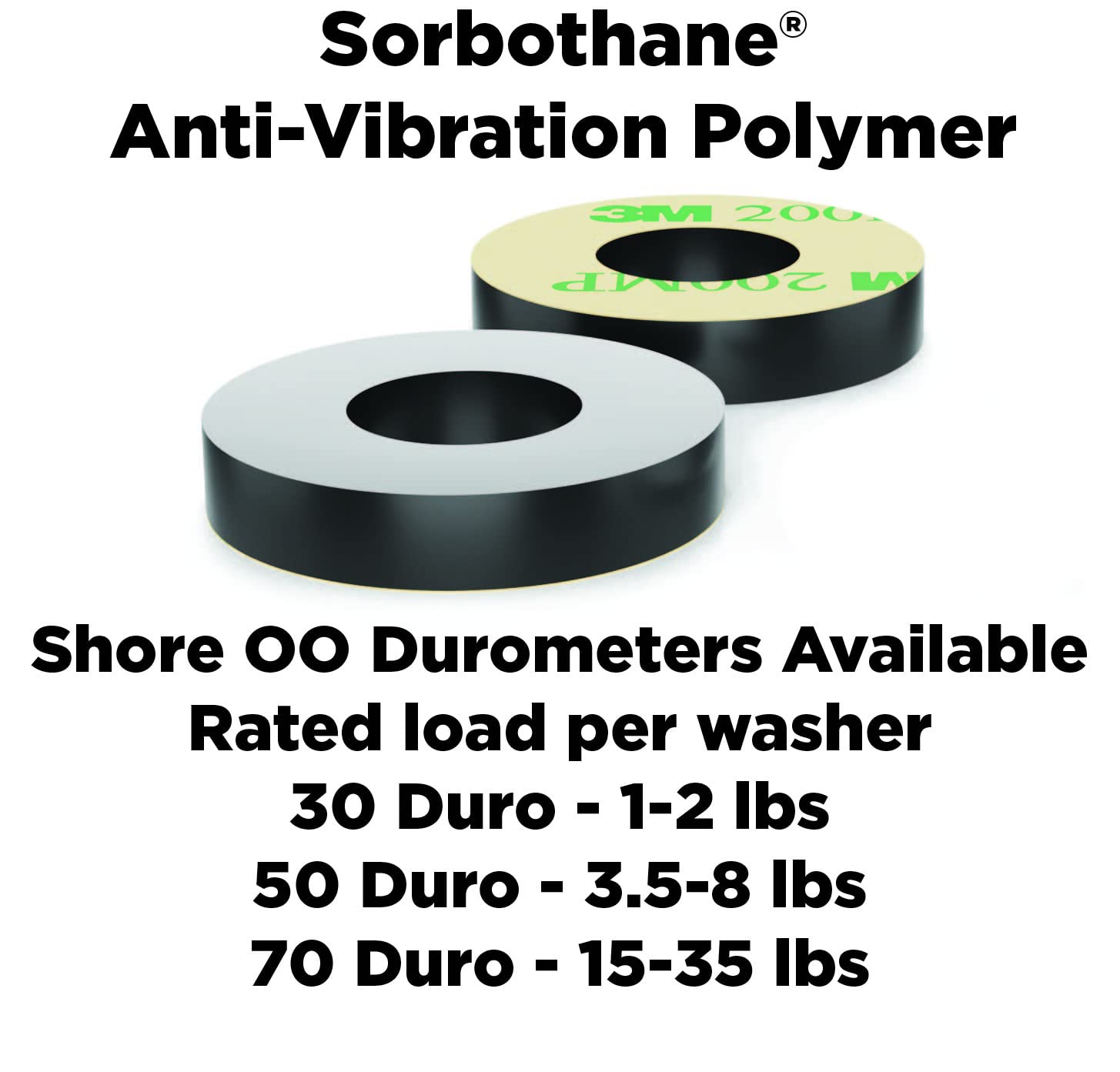 Isolate It: Sorbothane Vibration Isolation Washer 30 Duro with 3M Adhesive (.45" ID - 1" OD - .19" H) - 8 Pack