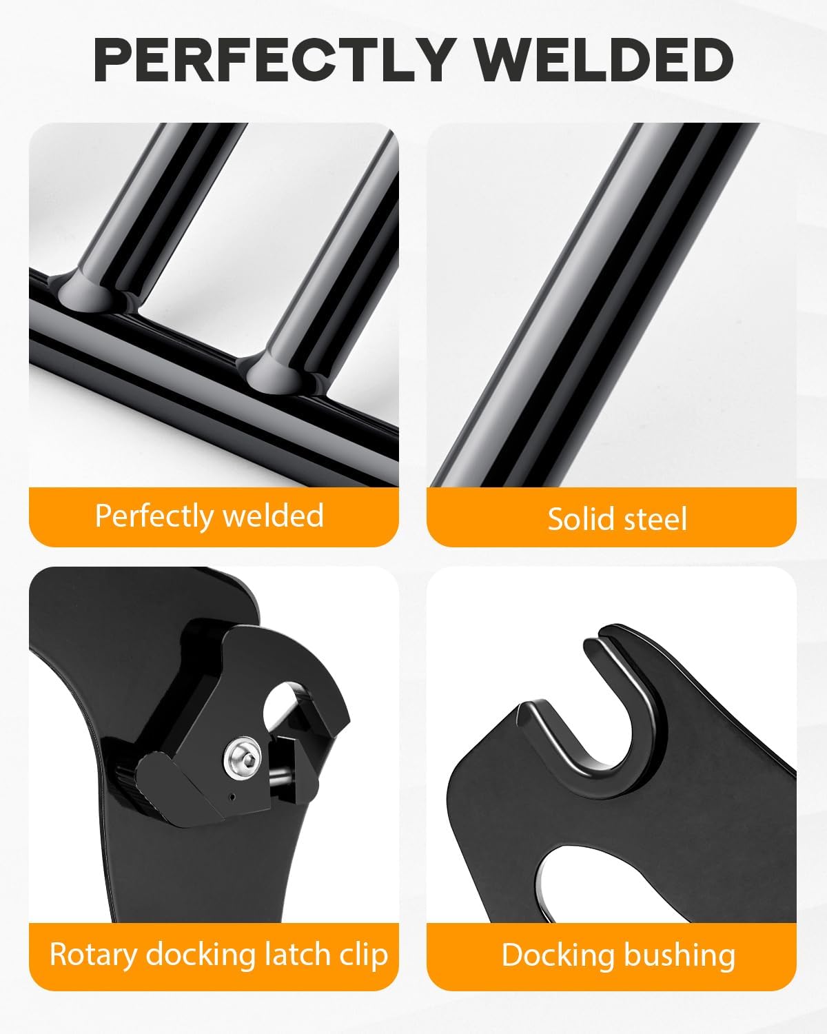 PBYMT Detachable Two-Up Luggage Rack Motorcycle Mounting Rack Compatible with Harley Touring Road King Street Electra Glide 2009-Later Gloss Black