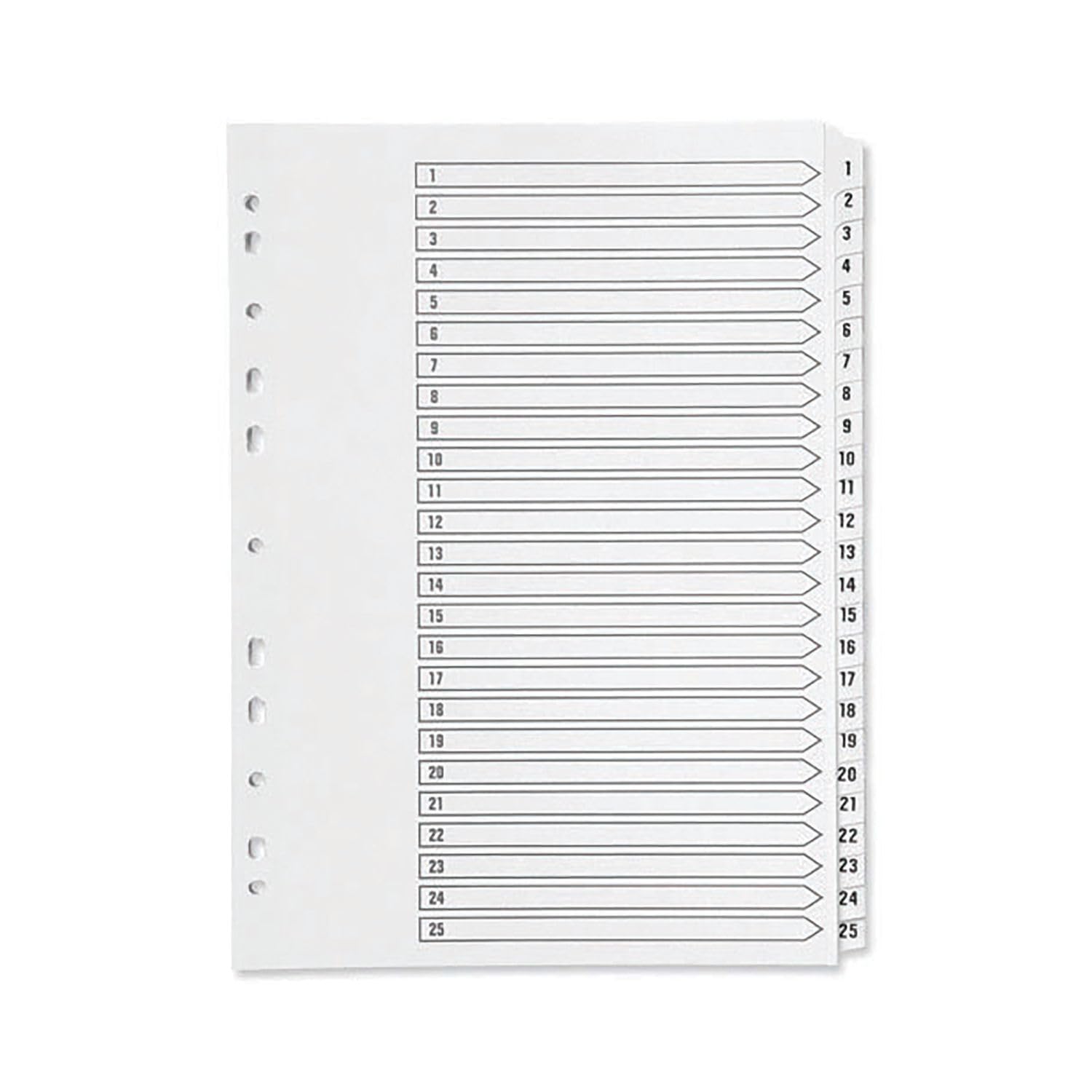 A4 White Reinforced Clear Tab Dividers β Multi-Punched for Office, School & Filing Organizationβ (1-25)