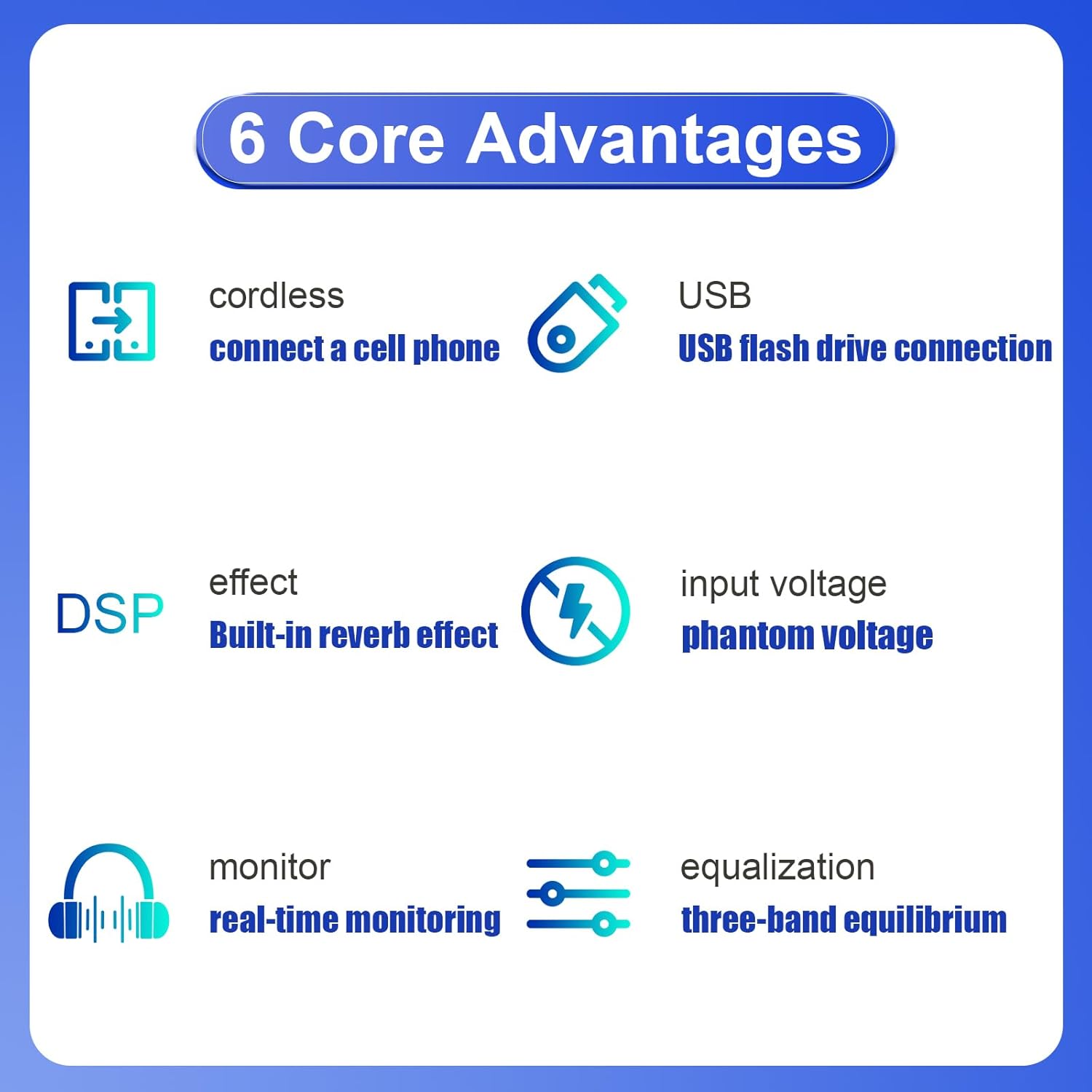 Diagram showing 6 core advantages of the GX8 mixer