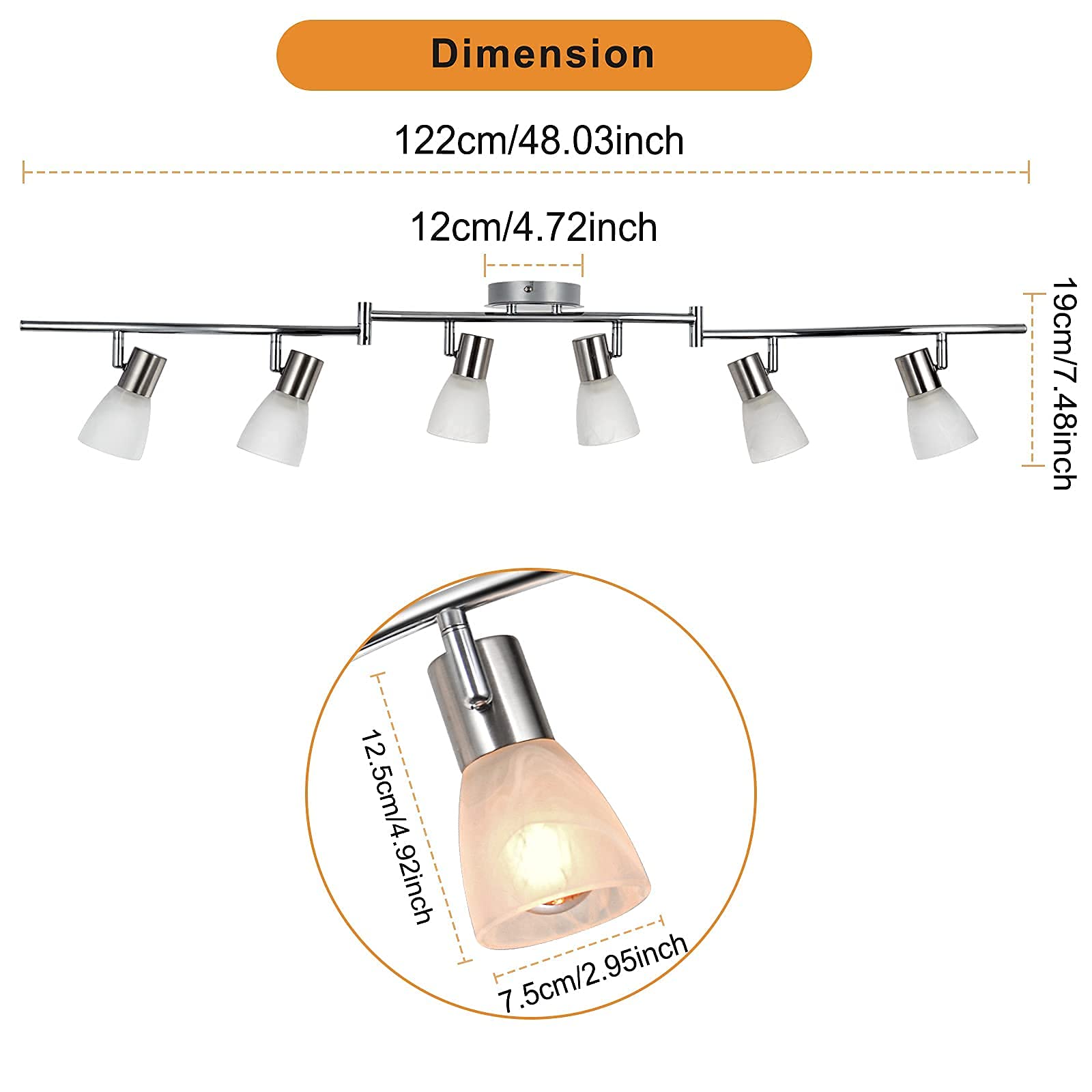 6 Flammig Deckenstrahler E14 LED Deckenleuchte Schwenkbar Modern Deckenlampe 230V 35W Wohnzimmer Schlafzimmer Ohne Leuchtmittel
