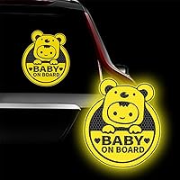 Targa magnetica per auto, con scritta Baby On Board, confezione da 2, 12,7 x 12,7 cm, adesivo magnetico essenziale per paraurti, giallo brillante e riflettente, migliori accessori di sicurezza per