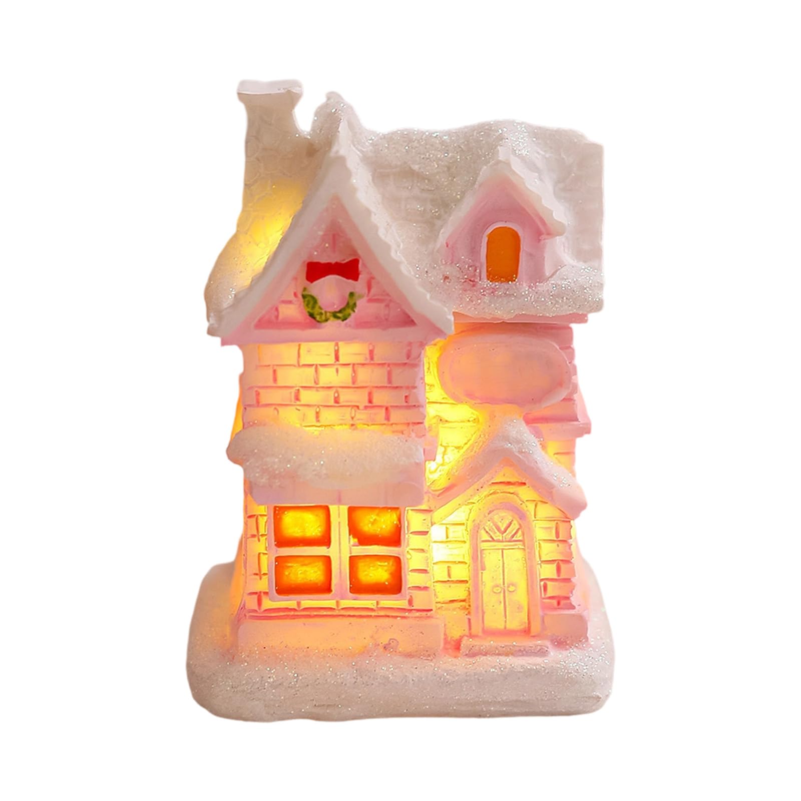 APGLSXY Artistic Resin Holiday House Decorations Festival Cottage Ornament with Detailed Engraving and LED Lights Resin Christmas Decoration
