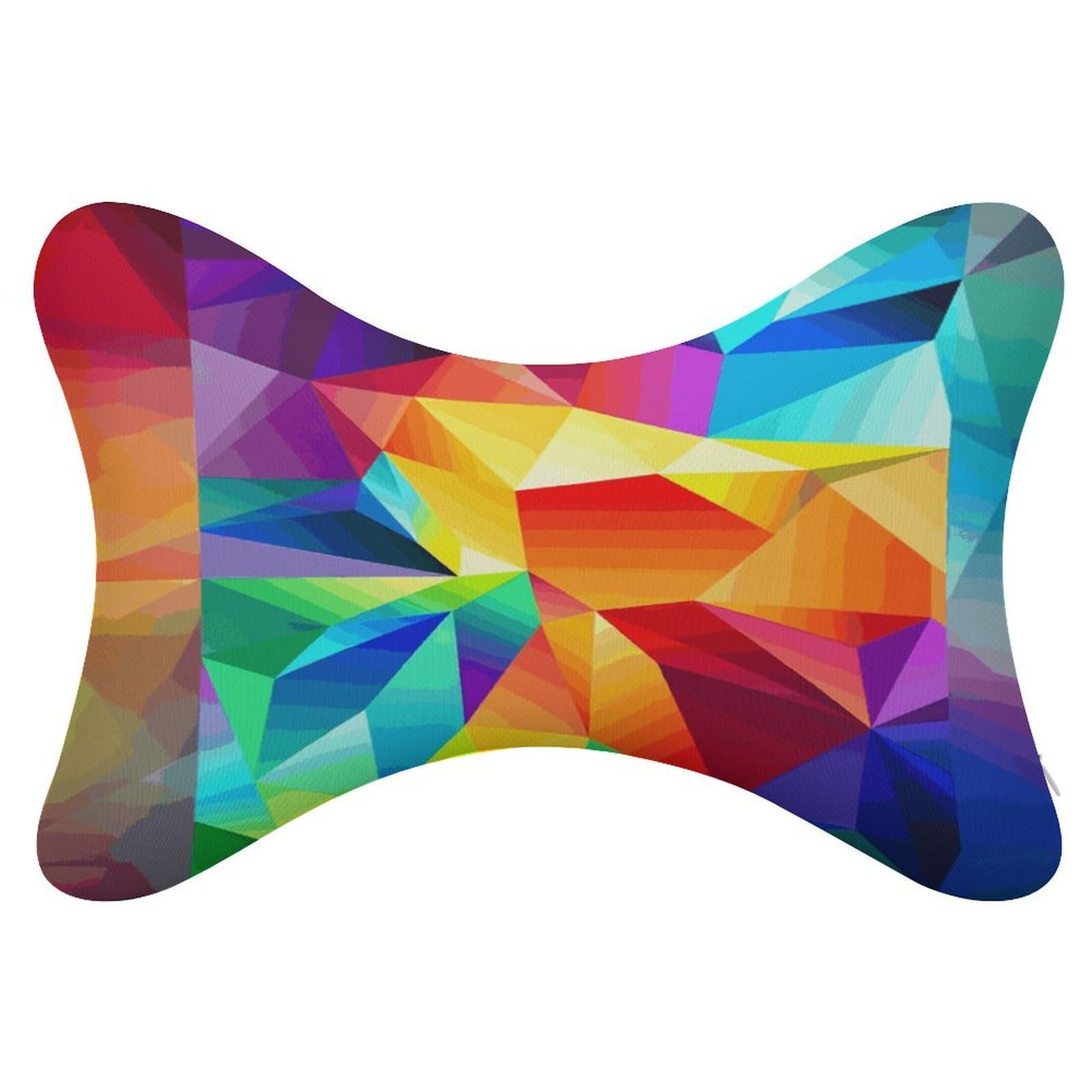 Khauerbc Style Rainbow Geometric Car Headrest Pillow - 2 Pack,Neck Pillow With Washable Removable Cover,Car Travel Pillow For Car Bus Truck Driving Comfort