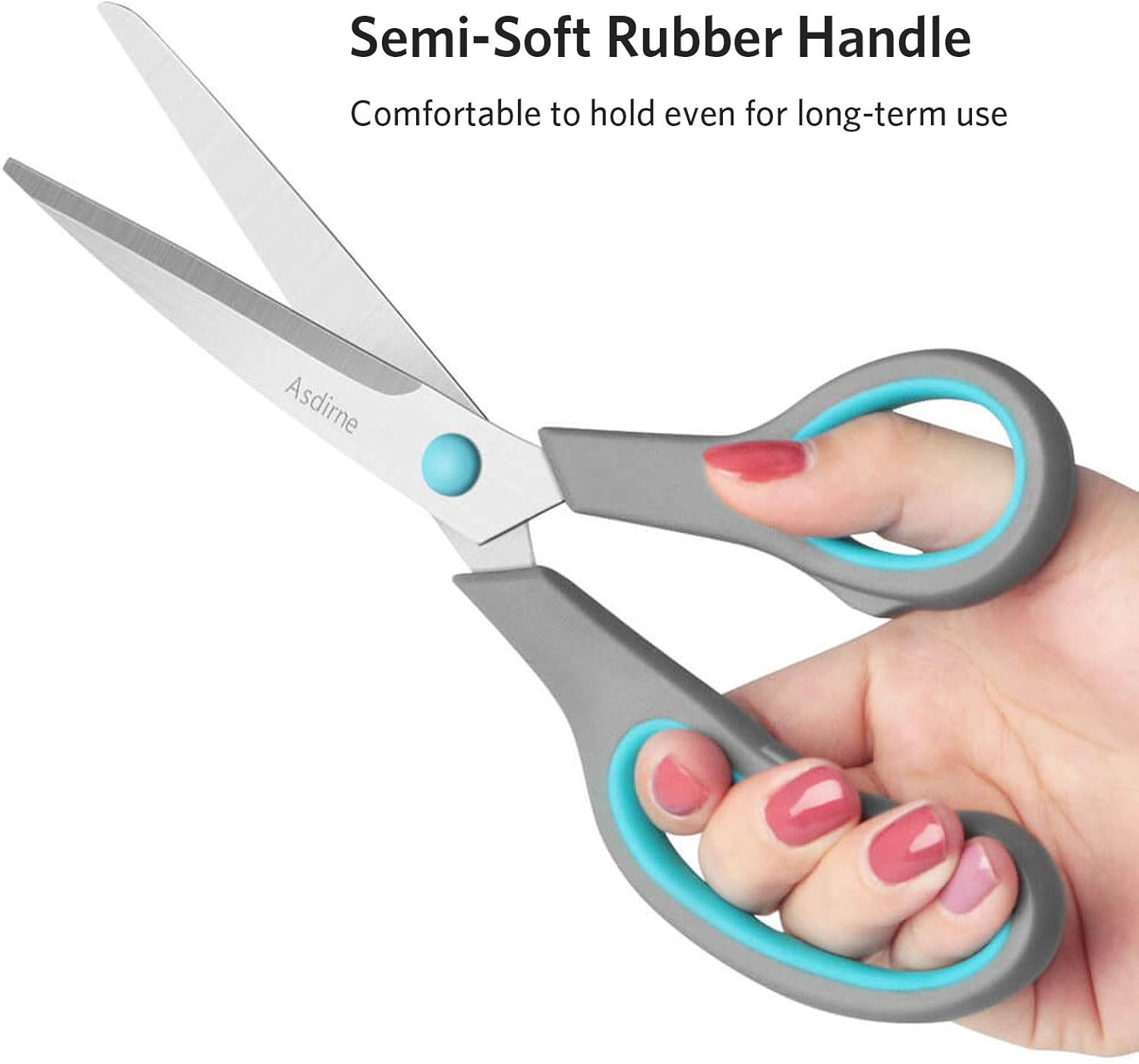 Asdirne Scissors Set of 4, Premium Stainless Steel Razor Blades, Ergonomic Semi-Soft Rubber Grip, Suitable for School, Office and Family Daily Use, 5.4/6.4/8.5/9.6inch, Blue&Gray : Arts, Crafts & Sewing