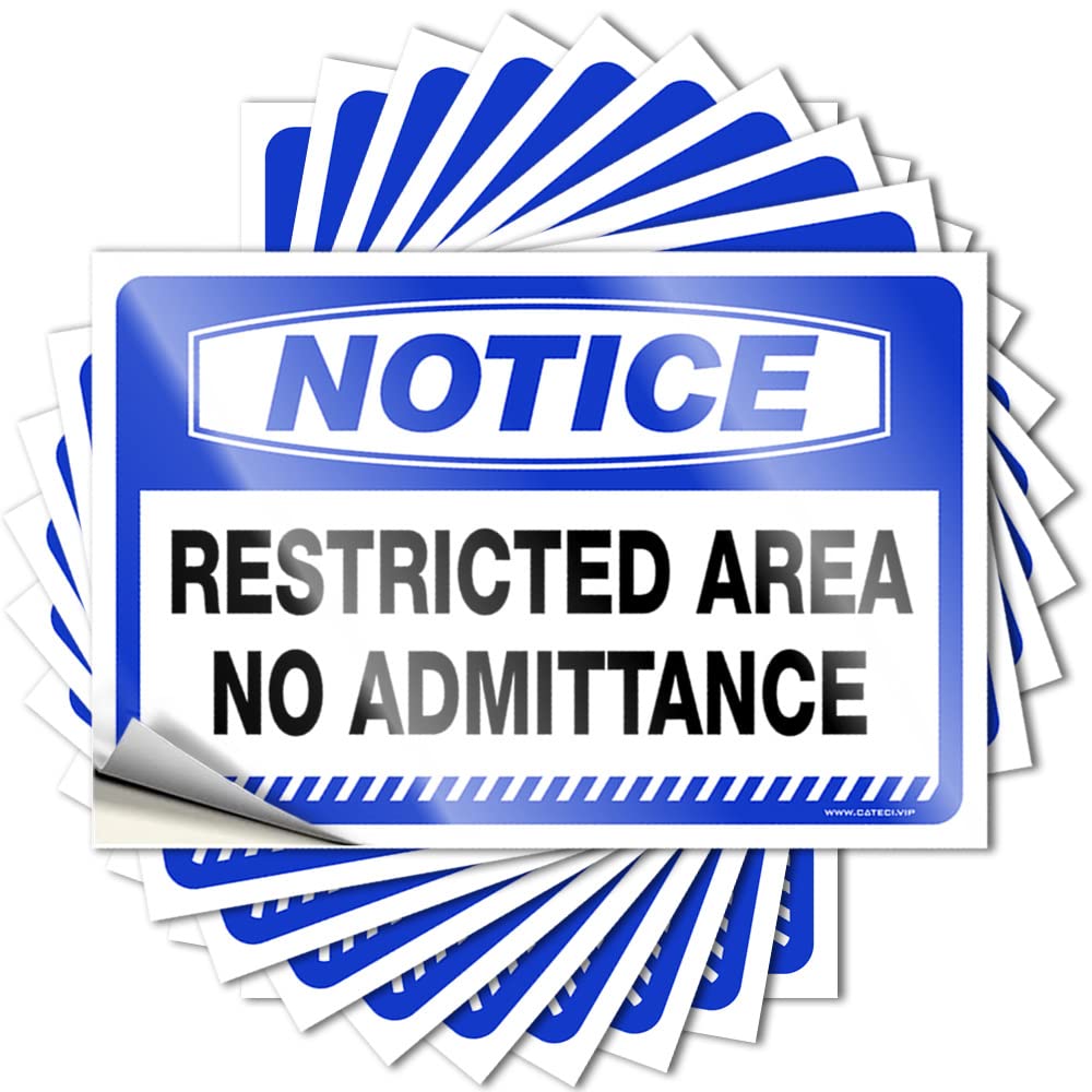 Funny Car Decals Notice Restricted Area No Admittance Stickers 10 Pcs Funny Signs for Bar Prank Stickers(12X18CM)