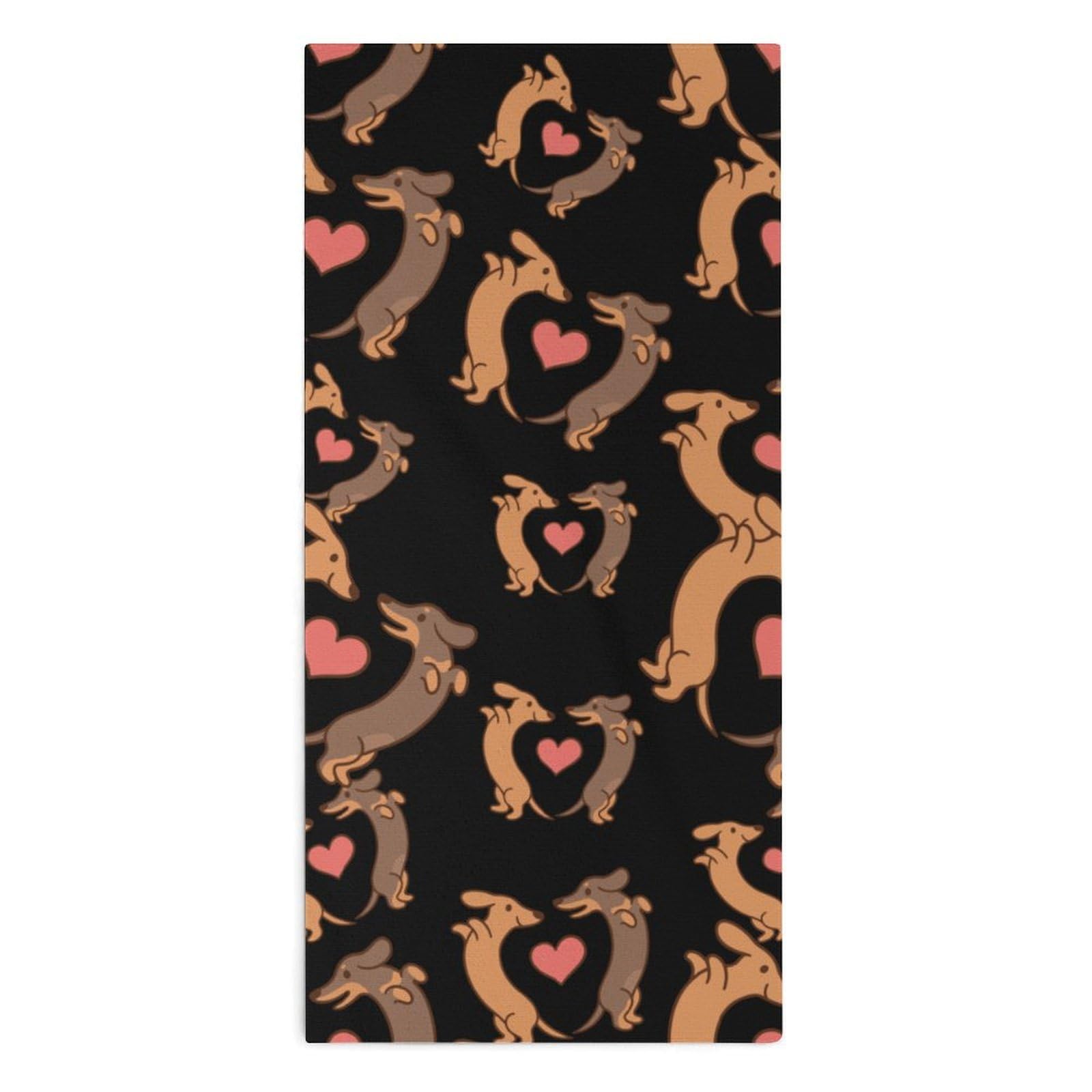 TXFBTRFSA Sausage Dogs Heart Hand Towels for Adult Face Towel Bath Beach Swim Accessories