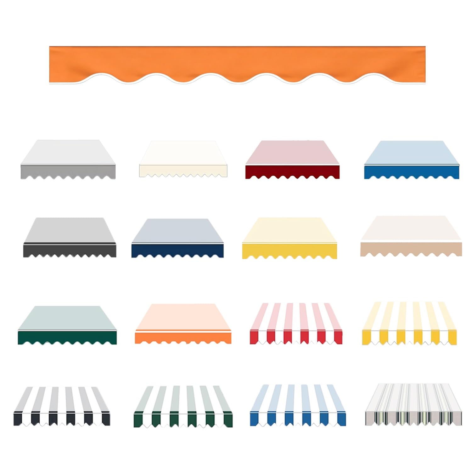Awning Replacement Fabric Valance, Waterproof UV protection Canvas Cover, Sun Shade Shelter Solid or Striped Valance Canopy with Spline for Terrasse Patio Garden Balcony(Orange,250cm)