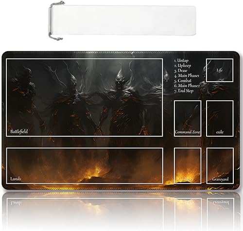 Vista 175 de Tapete de juego MTG cosido de alta calidad con zonas y parte trasera de goma antideslizante, tapete de juego TCG para MTG y otros juegos de cartas