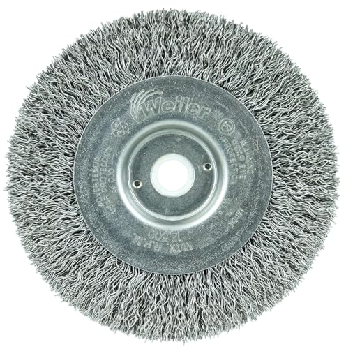 Image of Weiler 00144 4 inch Narrow Face Crimped Wire Wheel, .014 inch Steel Fill, 1 /2 inch-3 /8 inch Arbor Hole, Made in The USA (Pack of 2)