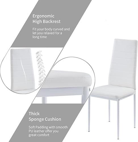 Miniatura 4 de Sillas de comedor con respaldo alto, sillas de cocina de piel sintética para sala de estar, silla lateral sin brazos, impermeable, sillas de