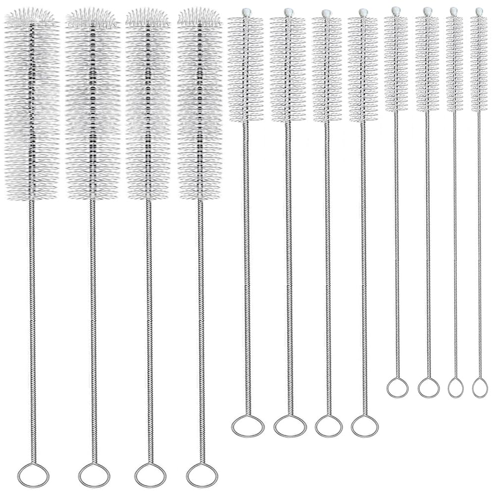 KUTO 12 Pcs Straw Cleaner Brush Kit with Nylon Bristles - Extra Long Pipe Cleaners for Tumbler, Water Bottle, Sippy Cup, Tubes & Hummingbird Feeders -