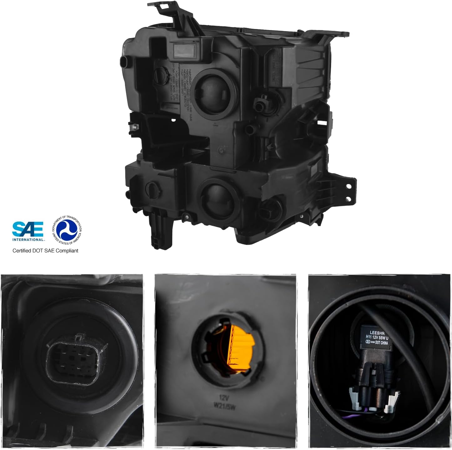 AKKON - Fit 2019 2020 2021 2022 Chevy Silverado 1500 Halogen w/LED DRL Turn Signal Switchback Headlight Black