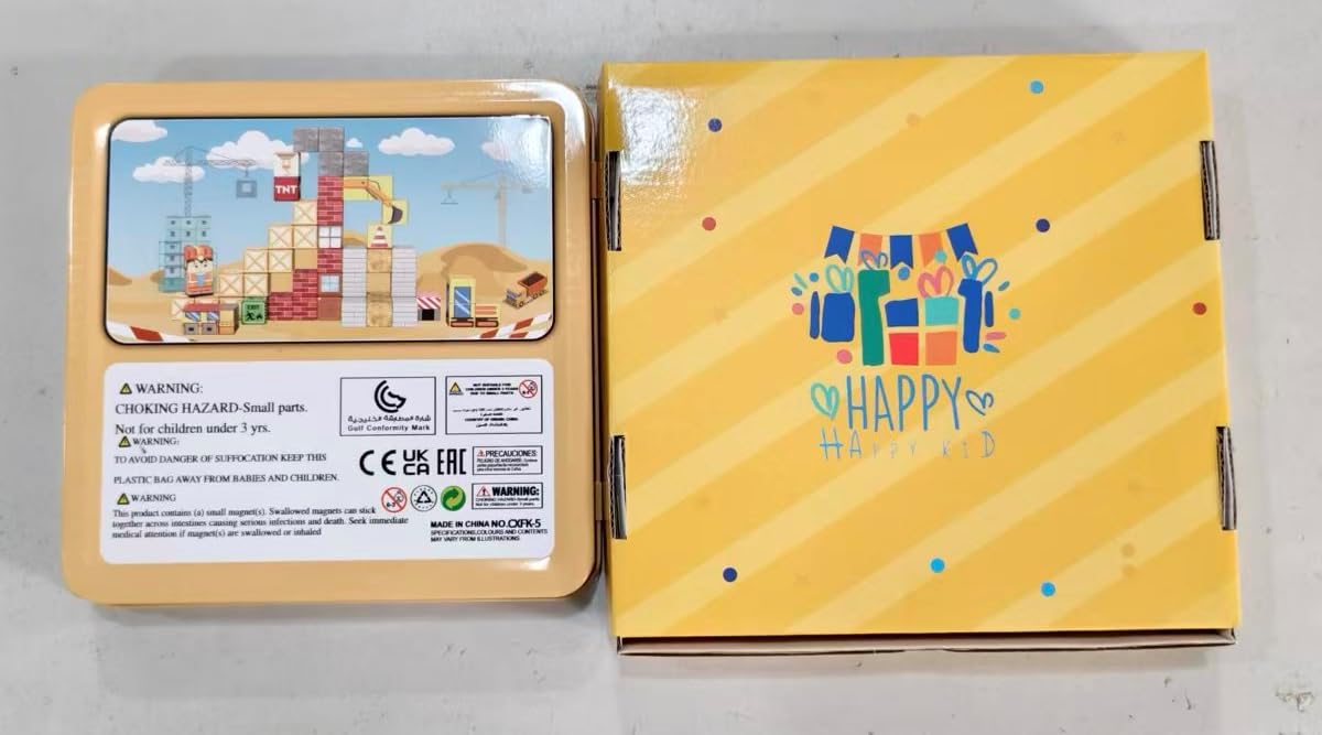EASEYN Magnetische Bausteine, 49 Teile Magnetbausteine Reiseset mit Tragbarer Eisenbox für Kinder, Magnetwürfel Bauspielzeug Magnetspiel ab 3 4 5 6 7 8 Jahre Jungen und Mädchen (2CM Magnetblöcke)