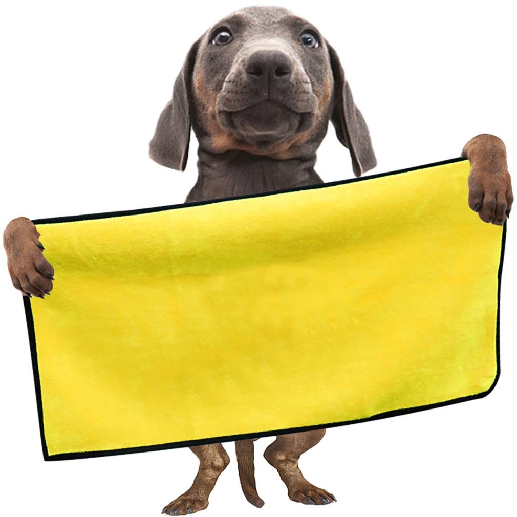 Absorbant Robe de Bain d'eau pour Chien et Chat, Microfibre Serviette de Bain pour Animaux de Compagnie à Séchage Rapide Rapidement (Jaune)