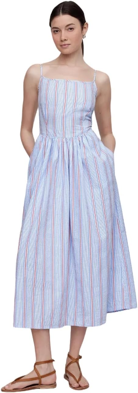 GAP Women's Dipped Waist Midi Dress