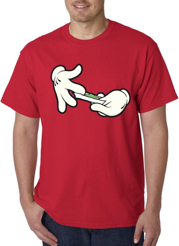 Mickey Mouse Hands Weed Roll A Joint Smoking illest Funny Mens Shirt A2S - Red - Large