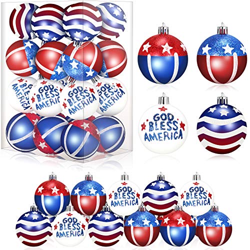 24 Pieces 4Th Of July Patriotic Ball Ornament Independence Day Ball Hanging Pendant Ornament American Flag Tree Hanging Decor For Usa Themed Party Veteran's Day Wedding Christmas Home Wall Decorations #TOP29