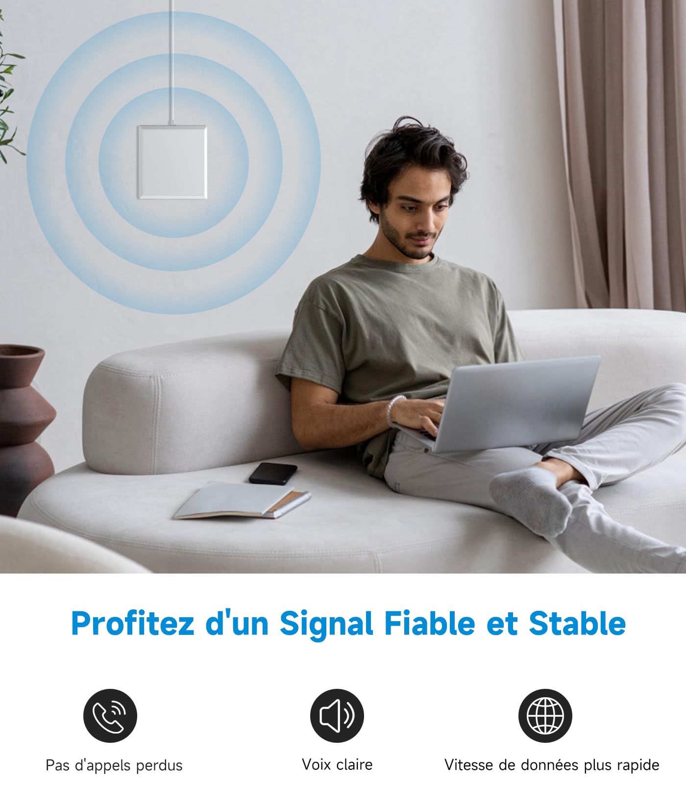 ANNTLENT Amplificateur de Signal Cellulaire - Bande 20/8/1 Répéteur GSM Amplificateur 4G 3G LTE pour La Maison Bureau Répéteur Signal Cellulaire Tous Les Opérateurs Couverture Jusqu'à