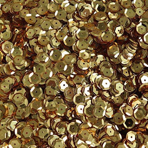 6mm Cup Sequins Rich Egyptian Gold Shiny Metallic. Made in USA